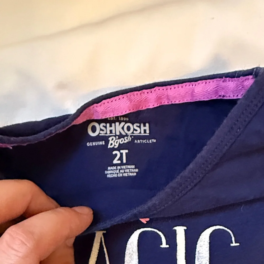 OshKosh B'gosh Navy and Pink Trim Shirts 2T